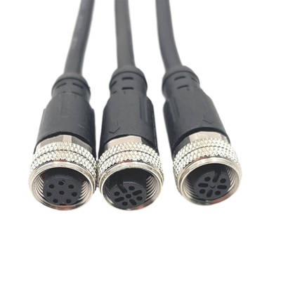 Rakitan Kabel Tahan Air M12 Pria Ke Wanita Dengan Konektor 4 Pin 8 Pin