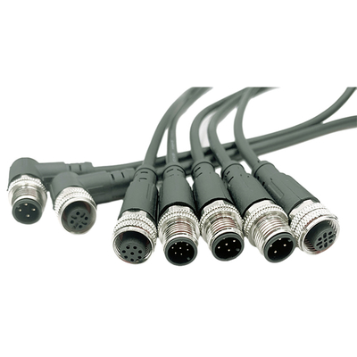 Rakitan Kabel Tahan Air M12 Pria Ke Wanita Dengan Konektor 4 Pin 8 Pin