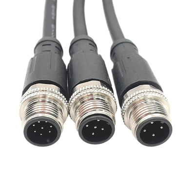 Rakitan Kabel Tahan Air M12 Pria Ke Wanita Dengan Konektor 4 Pin 8 Pin