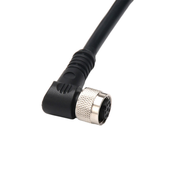 Kabel Kabel Listrik Sudut Kanan Dengan IP67 Waterproof M12 2 Pin 3 Pin 4 Pin Connector
