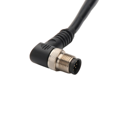 Kabel Kabel Listrik Sudut Kanan Dengan IP67 Waterproof M12 2 Pin 3 Pin 4 Pin Connector
