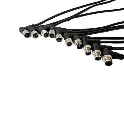 Rakitan Kabel Multi Core M12 Kustom Pria Sudut Kanan Untuk Sensor