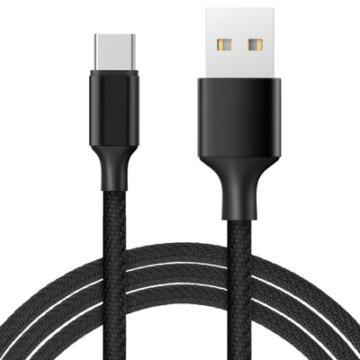 Warna Hitam 3A Kabel Data Pengisian USB Nilon Jalinan Bersertifikat RoHS CE