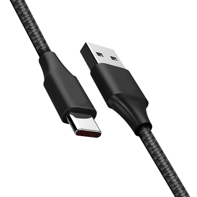 Warna Hitam 3A Kabel Data Pengisian USB Nilon Jalinan Bersertifikat RoHS CE