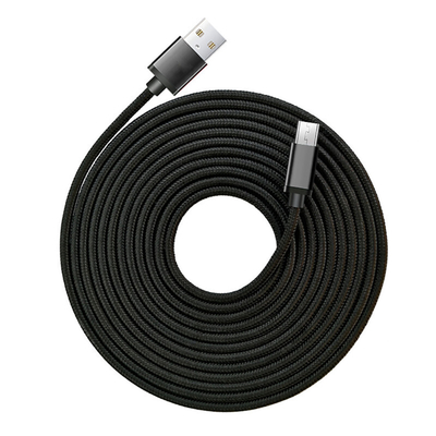 Warna Hitam 3A Kabel Data Pengisian USB Nilon Jalinan Bersertifikat RoHS CE