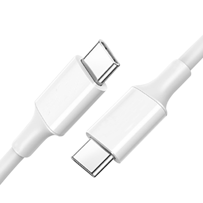 Warna Putih USB C Ke C Kabel Pengisian Cepat Dengan Jaket PVC 20V 3A 60W