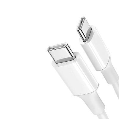 Warna Putih USB C Ke C Kabel Pengisian Cepat Dengan Jaket PVC 20V 3A 60W