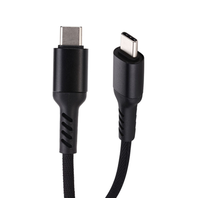 3Ft Panjang Nilon Dikepang Kabel USB C Warna Hitam Untuk Tablet Laptop