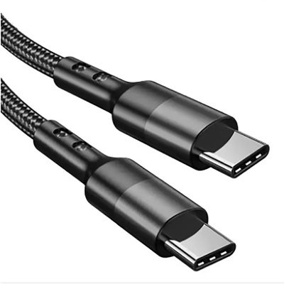 3Ft Panjang Nilon Dikepang Kabel USB C Warna Hitam Untuk Tablet Laptop