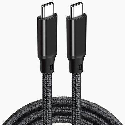 3Ft Panjang Nilon Dikepang Kabel USB C Warna Hitam Untuk Tablet Laptop