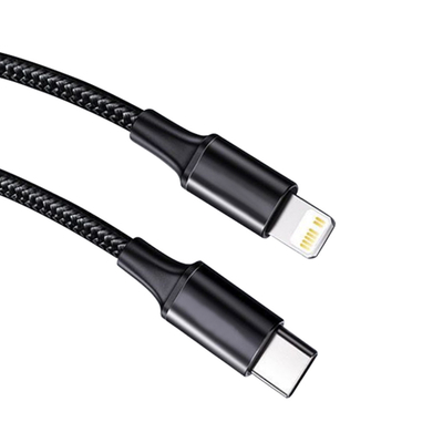 Kabel Pengisian Cepat USB Warna Hitam Dengan Penutup Jalinan Nilon Kecepatan Transfer 10Gbps