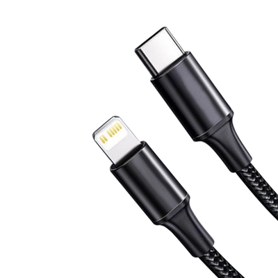Kabel Pengisian Cepat USB Warna Hitam Dengan Penutup Jalinan Nilon Kecepatan Transfer 10Gbps