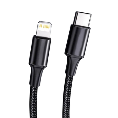 Kabel Pengisian Cepat USB Warna Hitam Dengan Penutup Jalinan Nilon Kecepatan Transfer 10Gbps