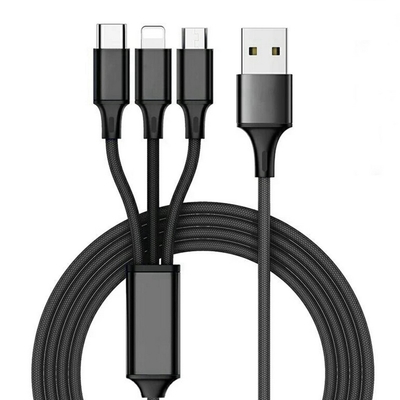 Kabel Data Pengisi Daya USB 3 In 1 2.4A Tipe C Fungsi Multi Port OEM ODM