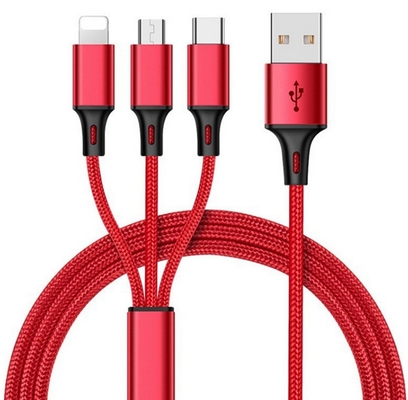 Kabel Data Pengisi Daya USB 3 In 1 2.4A Tipe C Fungsi Multi Port OEM ODM