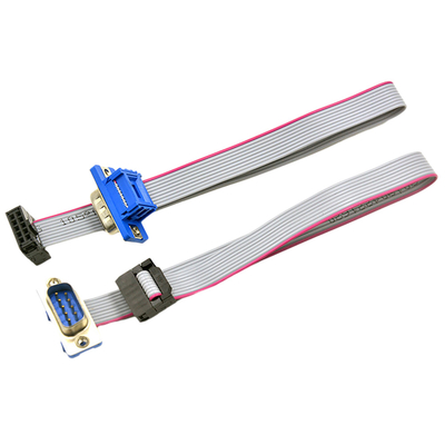 OEM 2.54 Mm Pitch Ribbon Cable IDC DB9 Male Female Untuk Pemasangan Panel
