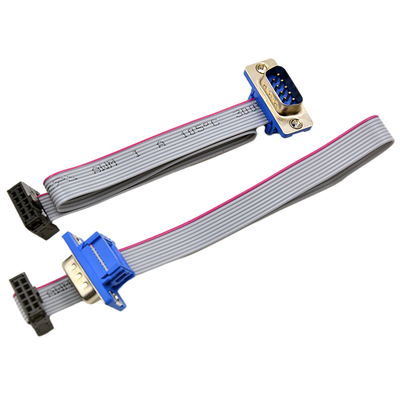 OEM 2.54 Mm Pitch Ribbon Cable IDC DB9 Male Female Untuk Pemasangan Panel