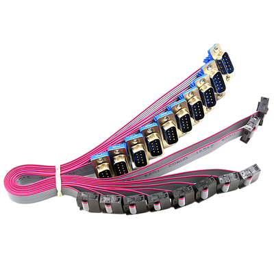 OEM 2.54 Mm Pitch Ribbon Cable IDC DB9 Male Female Untuk Pemasangan Panel