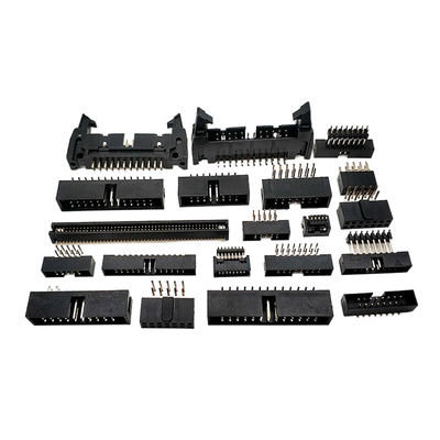 Konektor Papan Sirkuit Cetak Wanita Sudut Kanan Baris Ganda 1.27mm 2.54mm Pitch Box Header