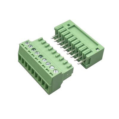 Pria Wanita Pluggable Terminal Block Connector 3.81mm Pitch 2-16 Pin Plug In Right Angle Vertikal