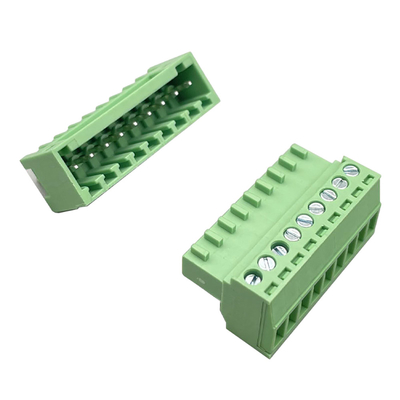 Pria Wanita Pluggable Terminal Block Connector 3.81mm Pitch 2-16 Pin Plug In Right Angle Vertikal