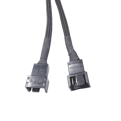 Bylon Protection 2.54mm Pitch 4 Pin Wire Harnesses 30cm Panjang Hitam Warna Untuk Kipas Angin Komputer