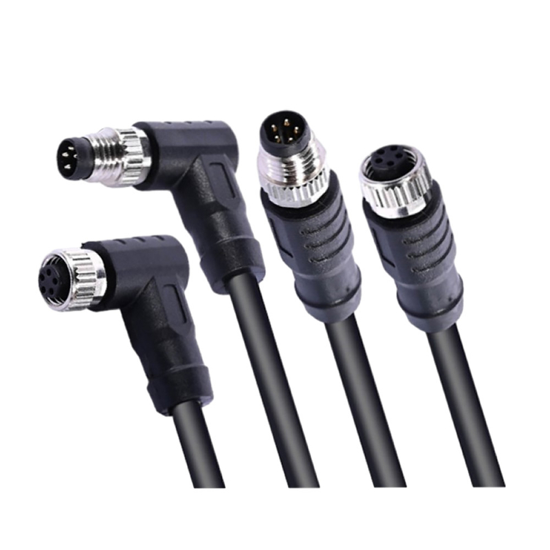 Kabel Tahan Air IP67 Kabel Konektor M8 5 Pin Female Moulding Shield Kabel Jaket PVC Electric Bike Scooter