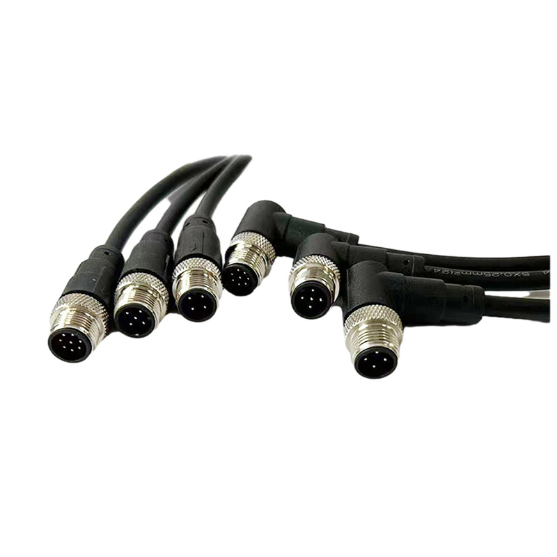 Rakitan Kabel Multi Core M12 Kustom Pria Sudut Kanan Untuk Sensor