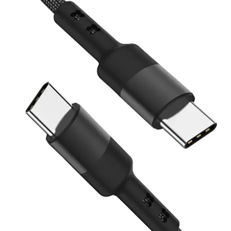 3Ft Panjang Nilon Dikepang Kabel USB C Warna Hitam Untuk Tablet Laptop