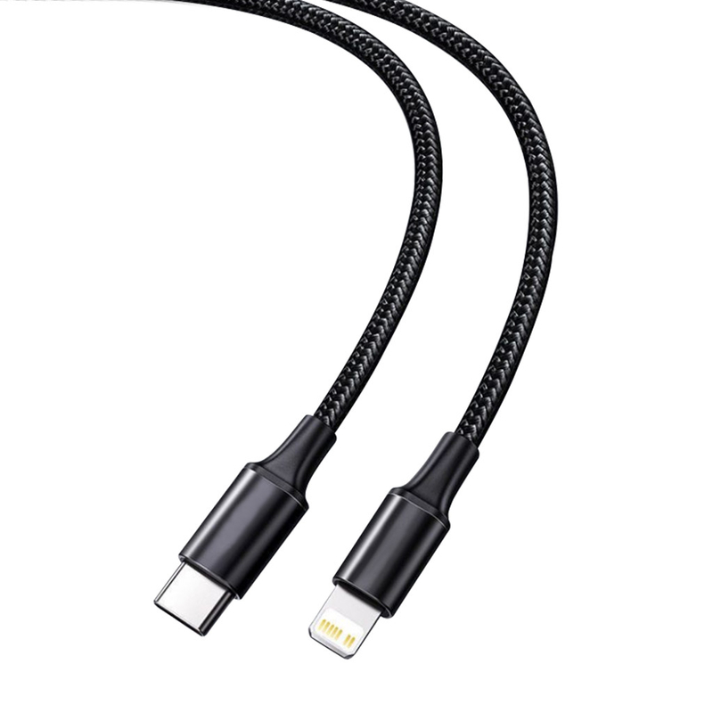 Kabel Pengisian Cepat USB Warna Hitam Dengan Penutup Jalinan Nilon Kecepatan Transfer 10Gbps
