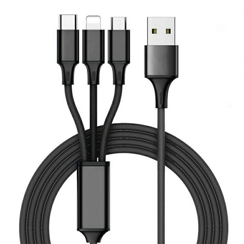 Kabel Data Pengisi Daya USB 3 In 1 2.4A Tipe C Fungsi Multi Port OEM ODM