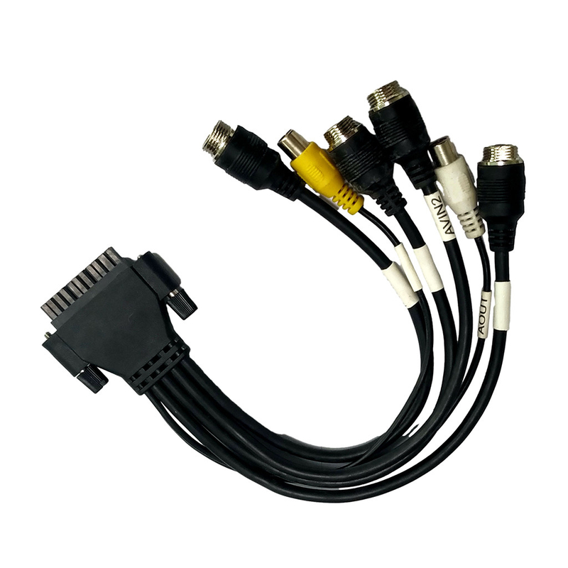 Rakitan Kabel Overmolding M12 Ke RCA yang Disesuaikan Penguncian Warna Hitam