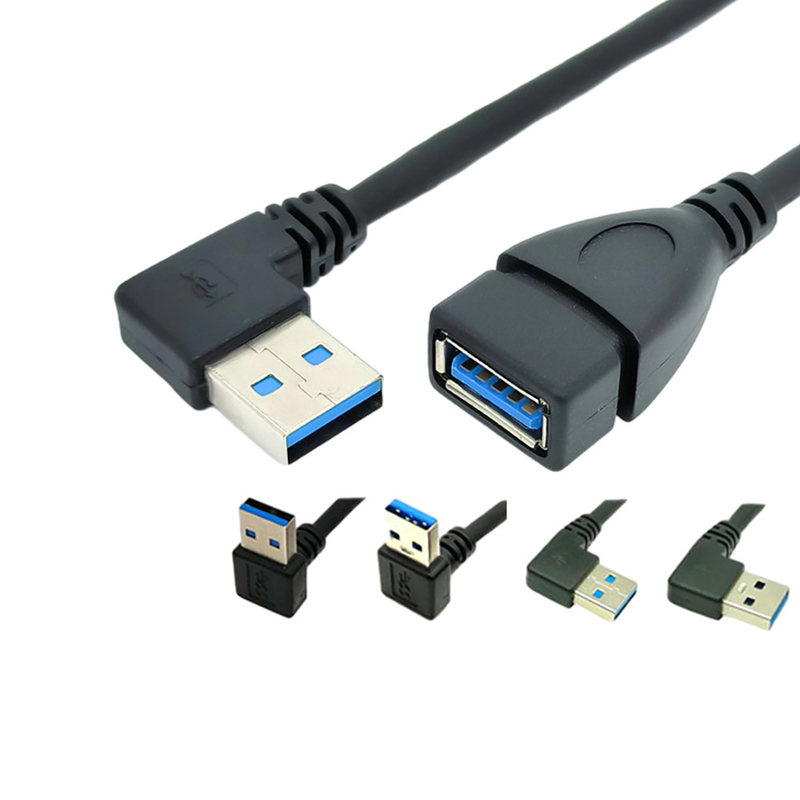 Kabel Data Pengisian USB Sudut Kanan 90 Derajat Dengan Adaptor USB 3.0 Male To Female