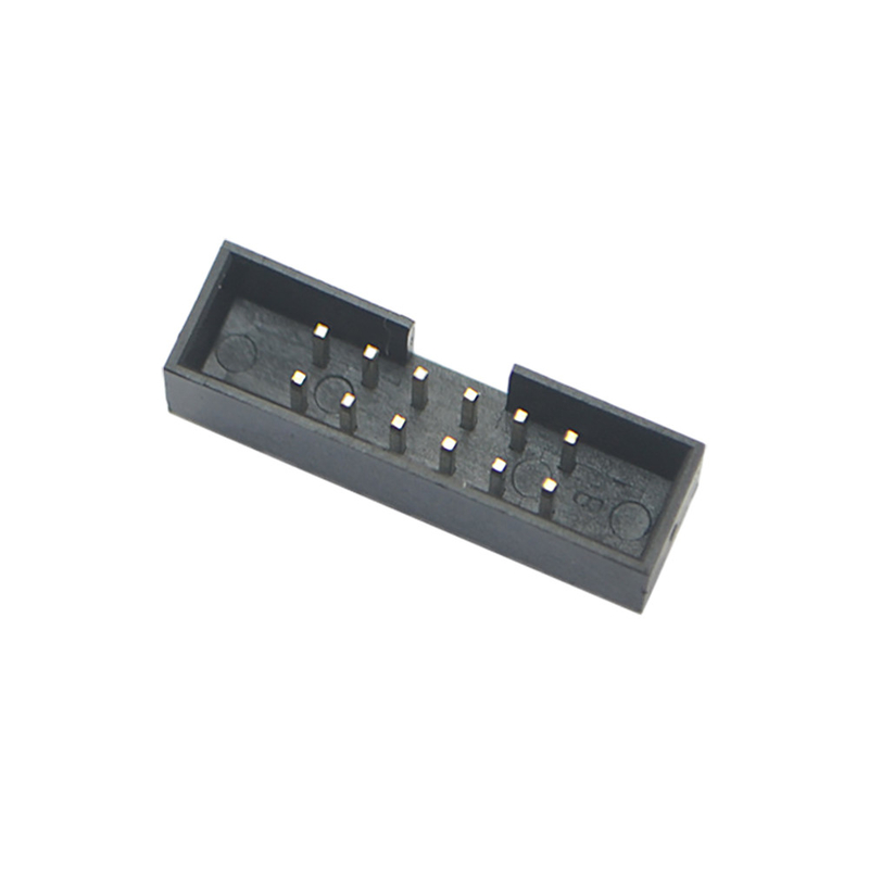 Konektor Papan Sirkuit Cetak Wanita Sudut Kanan Baris Ganda 1.27mm 2.54mm Pitch Box Header