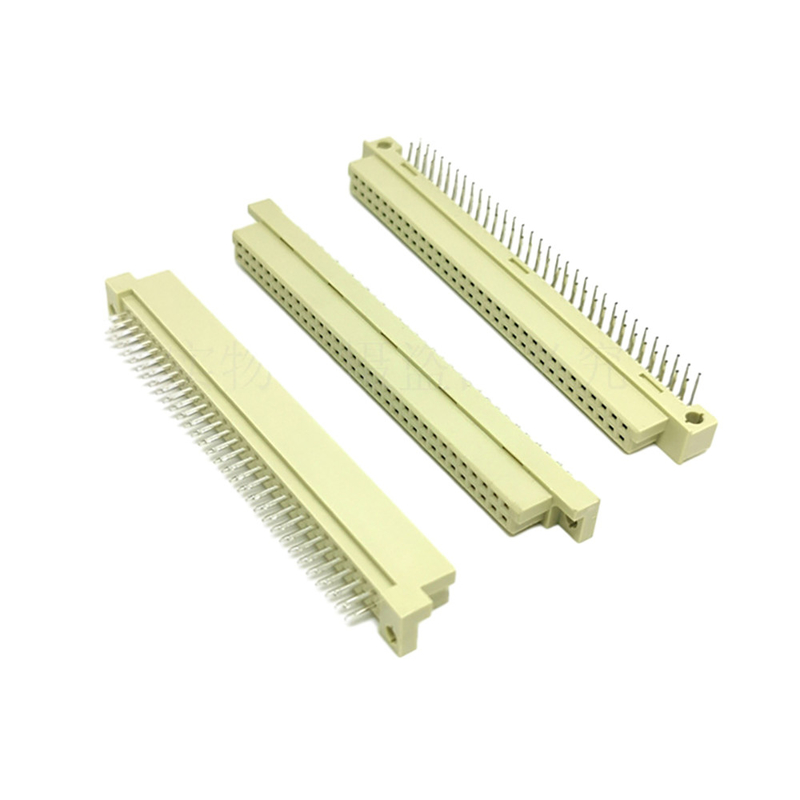 Din41612 2.54mm Pitch DIN Konektor 48 Pin Wanita 3 Baris Soket Tipe C Melalui Lubang Vertikal Tray Packing