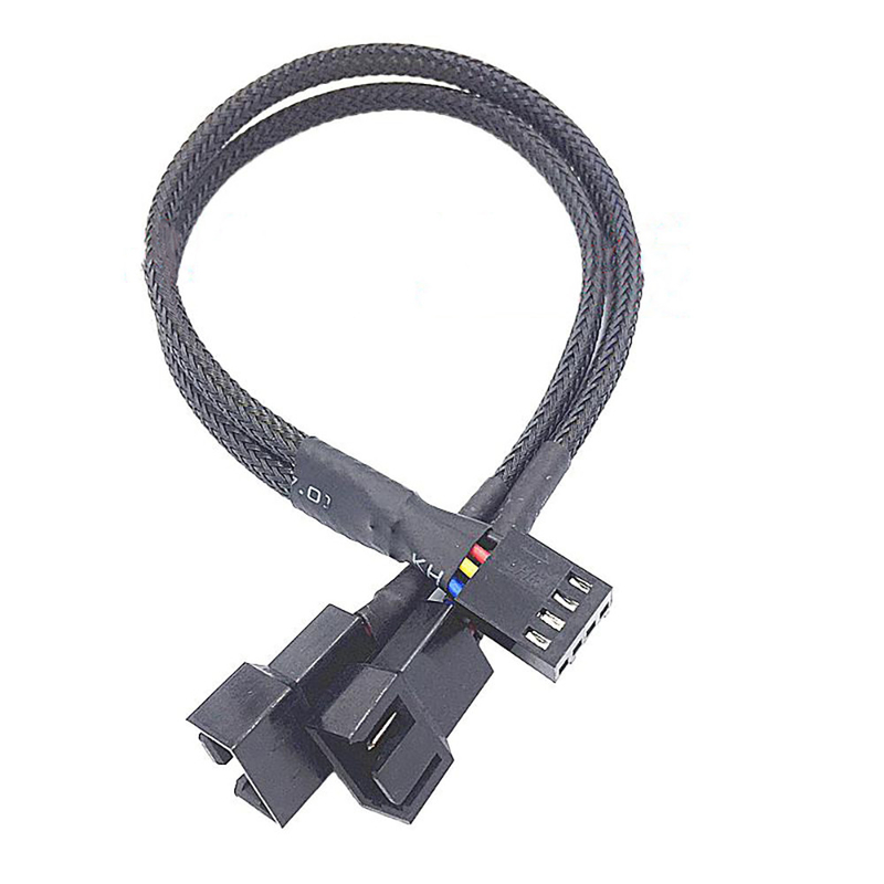 Bylon Protection 2.54mm Pitch 4 Pin Wire Harnesses 30cm Panjang Hitam Warna Untuk Kipas Angin Komputer